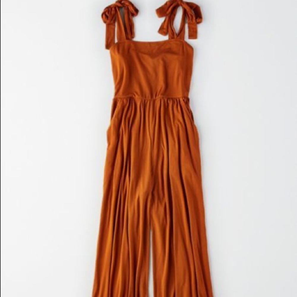 American Eagle Tie Jumpsuit in Rust